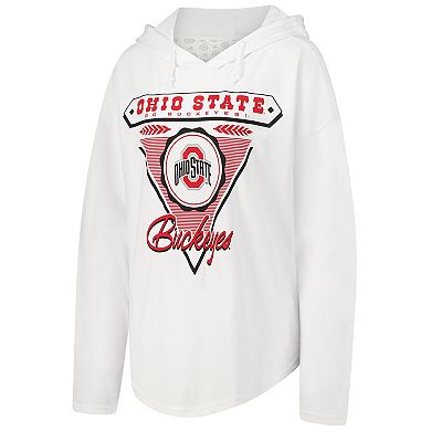 Women's Pressbox White Ohio State Buckeyes San Bruno Hoodie Long Sleeve T-Shirt