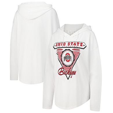 Women's Pressbox White Ohio State Buckeyes San Bruno Hoodie Long Sleeve T-Shirt