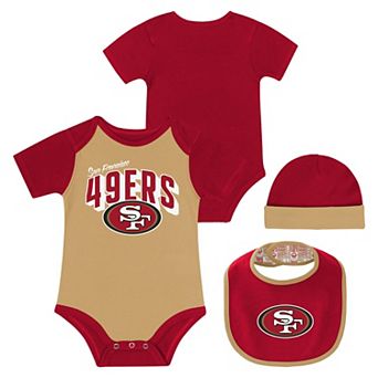 "Newborn & Infant San Francisco 49ers Dynamic Duo Bodysuit, Bib & Knit Hat Set"