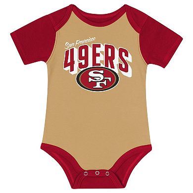 "Newborn & Infant San Francisco 49ers Dynamic Duo Bodysuit, Bib & Knit Hat Set"