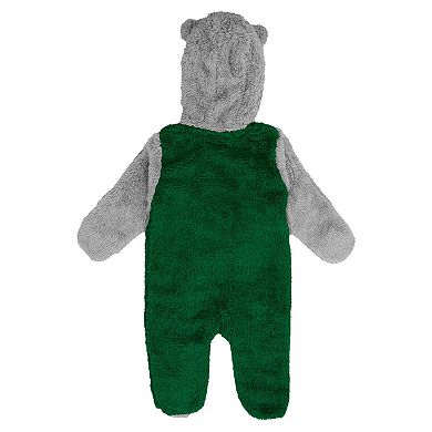 Newborn & Infant Green New York Jets Game Nap Teddy Fleece Bunting Full-Zip Sleeper