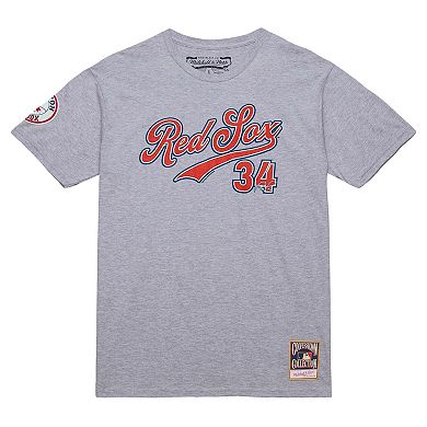 Men's Mitchell & Ness David Ortiz Grey Heather Boston Red Sox Cooperstown Collection Player T-Shirt