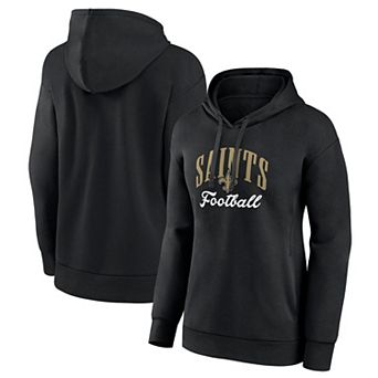 Women's Fanatics Black New Orleans Saints Team Logo Victory Script Pullover Hoodie