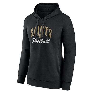 Women's Fanatics Black New Orleans Saints Team Logo Victory Script Pullover Hoodie