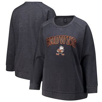Women's Fanatics Charcoal Cleveland Browns Acid Wash Raglan Pullover Sweatshirt