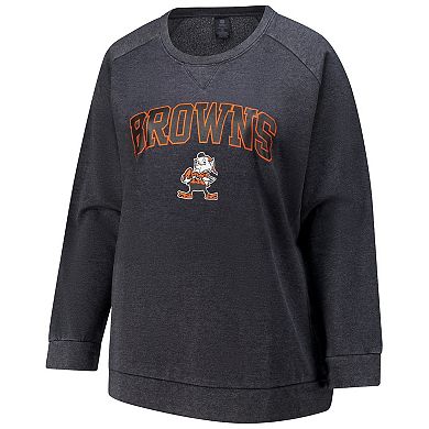 Women's Fanatics Charcoal Cleveland Browns Acid Wash Raglan Pullover Sweatshirt