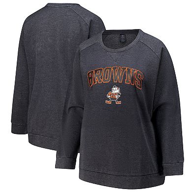 Women's Fanatics Charcoal Cleveland Browns Acid Wash Raglan Pullover Sweatshirt