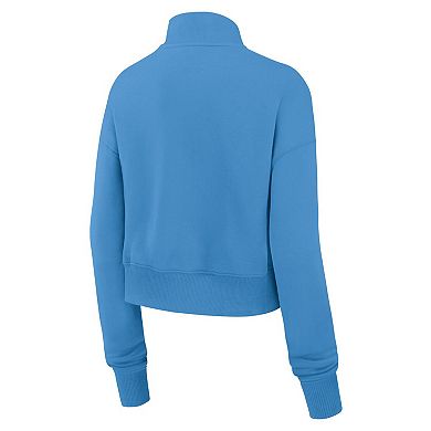 Women's Nike Light Blue Tennessee Titans Oilers Throwback Rewind Phoenix Cropped Half-Zip Sweatshirt