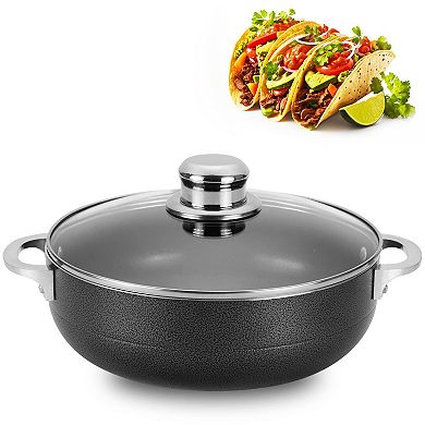 Alpine Cuisine 3.5-quart Aluminum Caldero Stock Pot With Glass Lid, Riveted Handles Commercial Grade