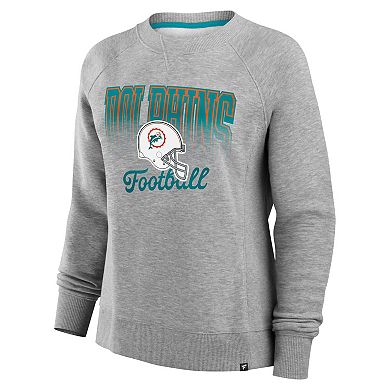 Women's Fanatics Heather Gray Miami Dolphins Hit Hard Fleece Pullover Sweatshirt