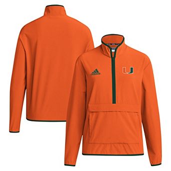 Men's adidas Orange Miami Hurricanes 2024 Coaches Sideline Half-Zip Jacket