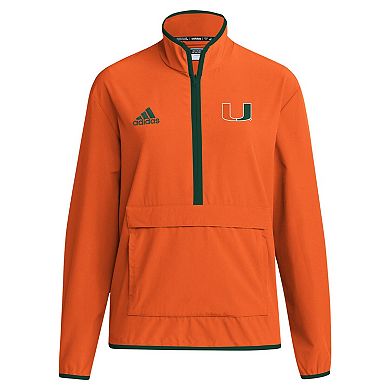 Men's adidas Orange Miami Hurricanes 2024 Coaches Sideline Half-Zip Jacket
