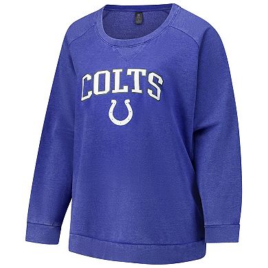 Women's Fanatics Royal Indianapolis Colts Acid Wash Raglan Pullover Sweatshirt
