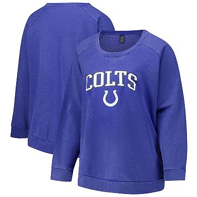 Women's Fanatics Royal Indianapolis Colts Acid Wash Raglan Pullover Sweatshirt
