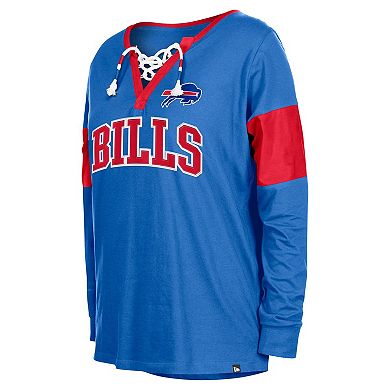 Women's New Era Royal Buffalo Bills Lace-Up Notch-Neck Long Sleeve T-Shirt