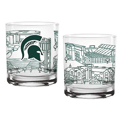 Michigan State Spartans Two-Pack 14oz. Campus Line Art Glass