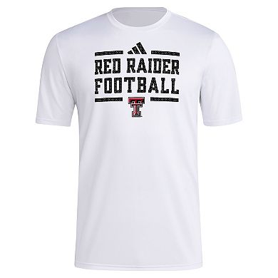 Men's adidas White Texas Tech Red Raiders Locker Football Pre-Game AEROREADY T-Shirt