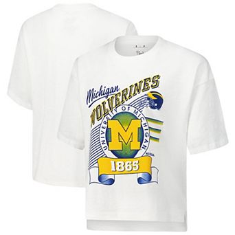 Women's Pressbox White Michigan Wolverines Rock & Roll Slub��T-Shirt