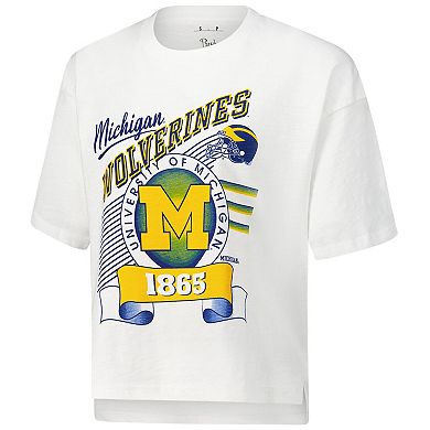 Women's Pressbox White Michigan Wolverines Rock & Roll Slub T-Shirt