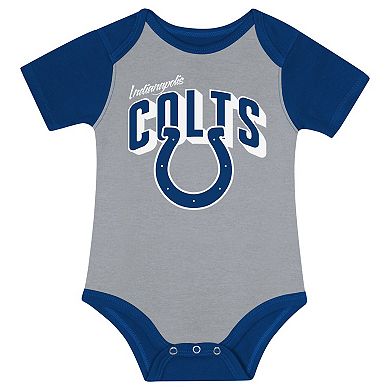"Newborn & Infant Indianapolis Colts Dynamic Duo Bodysuit, Bib & Knit Hat Set"