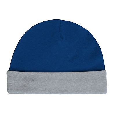 "Newborn & Infant Indianapolis Colts Dynamic Duo Bodysuit, Bib & Knit Hat Set"