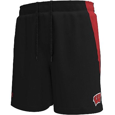 Men's Under Armour Black Wisconsin Badgers Tech Vent Performance Short