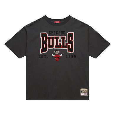 Women's Mitchell & Ness Gray Chicago Bulls Hardwood Classics Oversized Boyfriend T-Shirt
