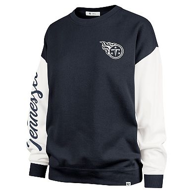 Women's '47 Navy Tennessee Titans Double Header Rise Andie Pullover Sweatshirt