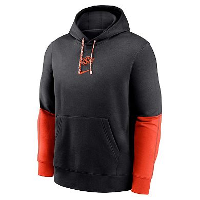 Men's Nike Black Oklahoma State Cowboys 2024 Sideline Club Fleece Pullover Hoodie