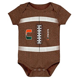 Newborn & Infant Brown Miami Hurricanes Catch Me Football Bodysuit