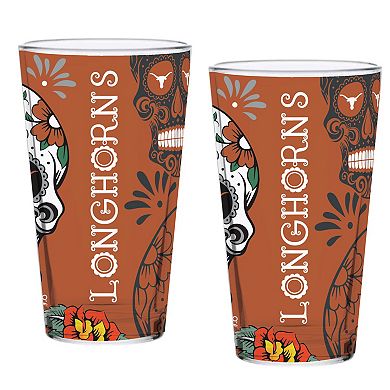 Texas Longhorns Two-Pack 16oz. Dia De Los Muertos Pint Glass Set