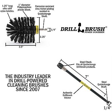Original Black Ultra Stiff Brush & 7in Ext - Heavy Duty Cleaning & Paint Removal - Grill Cleaning
