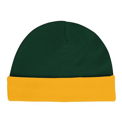 "Newborn & Infant Green Bay Packers Dynamic Duo Bodysuit, Bib & Knit Hat Set"