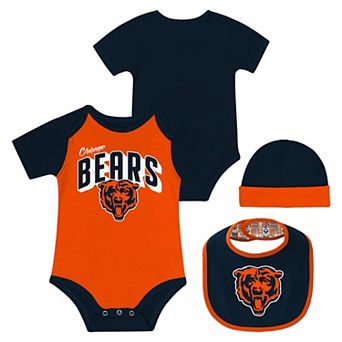 "Newborn & Infant Chicago Bears Dynamic Duo Bodysuit, Bib & Knit Hat Set"