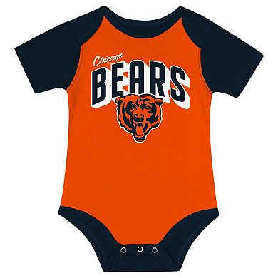 "Newborn & Infant Chicago Bears Dynamic Duo Bodysuit, Bib & Knit Hat Set"