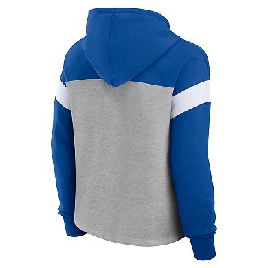 Women's Fanatics Heather Gray/Royal Indianapolis Colts Bold Play Call Pullover Hoodie