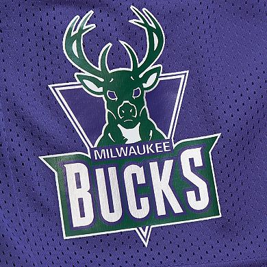 Men's Mitchell & Ness Purple Milwaukee Bucks Hardwood Classics Gameday Mesh Shorts