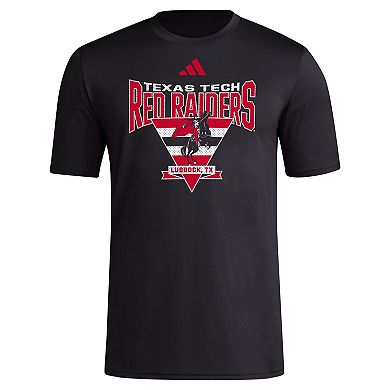 Men's adidas Black Texas Tech Red Raiders Locker Trilateral Pre-Game AEROREADY T-Shirt