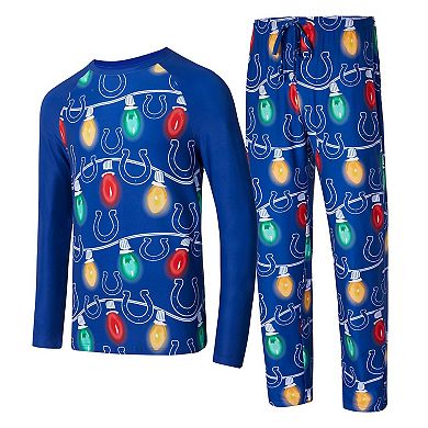 Men's Concepts Sport Royal Indianapolis Colts Garland Knit Raglan Long Sleeve T-Shirt and Pants Set