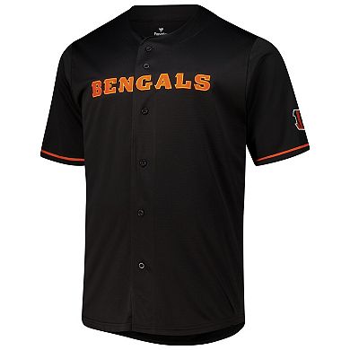 Men's Fanatics Joe Burrow Black Cincinnati Bengals Big & Tall Baseball Button-Up Shirt