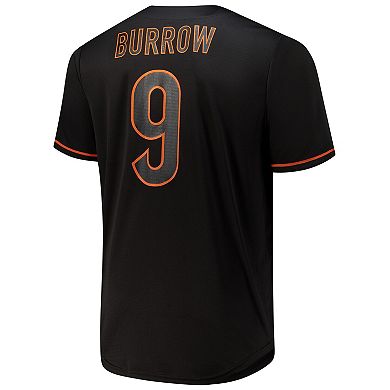 Men's Fanatics Joe Burrow Black Cincinnati Bengals Big & Tall Baseball Button-Up Shirt