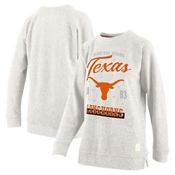 Women's Pressbox Oatmeal Texas Longhorns Plus Size Comfy Cairo Terry Pullover Sweatshirt
