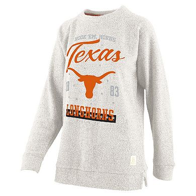 Women's Pressbox Oatmeal Texas Longhorns Plus Size Comfy Cairo Terry Pullover Sweatshirt