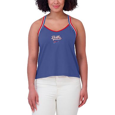 Women's WEAR by Erin Andrews Royal Buffalo Bills Cross Strap Tri-Blend Tank Top