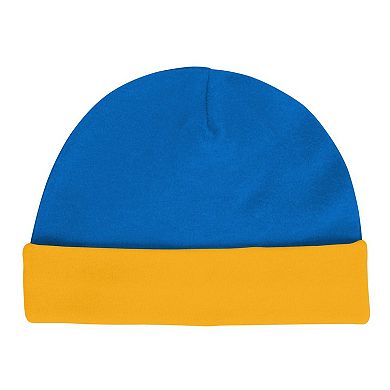 "Newborn & Infant Los Angeles Chargers Dynamic Duo Bodysuit, Bib & Knit Hat Set"