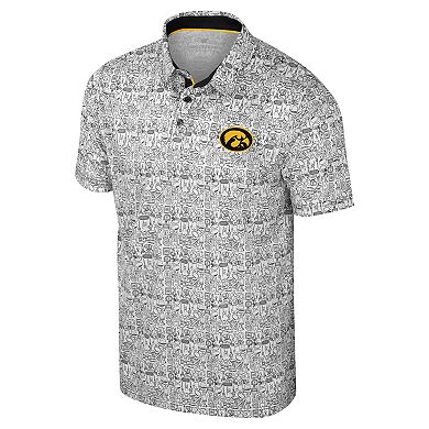 Men's Colosseum Black Iowa Hawkeyes It's Time! Allover Print Polo