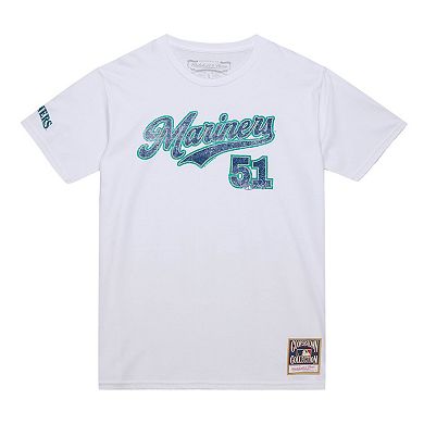 Men's Mitchell & Ness Ichiro Suzuki White Seattle Mariners Cooperstown Collection Player T-Shirt