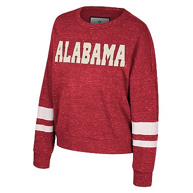 Women's Colosseum Crimson Alabama Crimson Tide Lost City Speckle Pullover Sweatshirt