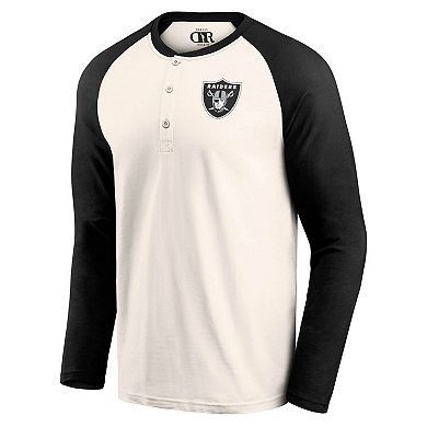 Men's Darius Rucker Collection by Fanatics Cream/Black Las Vegas Raiders Raglan Henley T-Shirt
