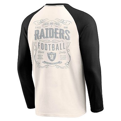Men's Darius Rucker Collection by Fanatics Cream/Black Las Vegas Raiders Raglan Henley T-Shirt